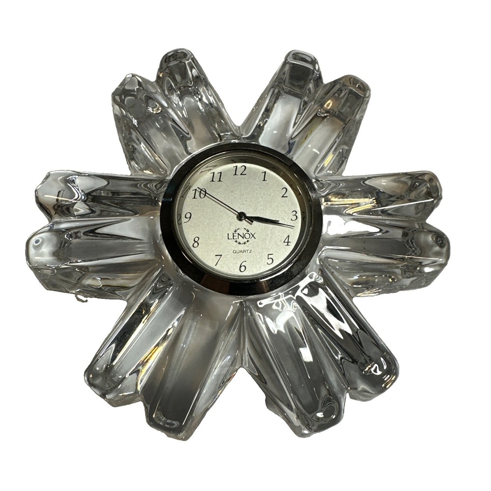 Vintage Lenox Crystal Snowflake Desk Clock New Battery